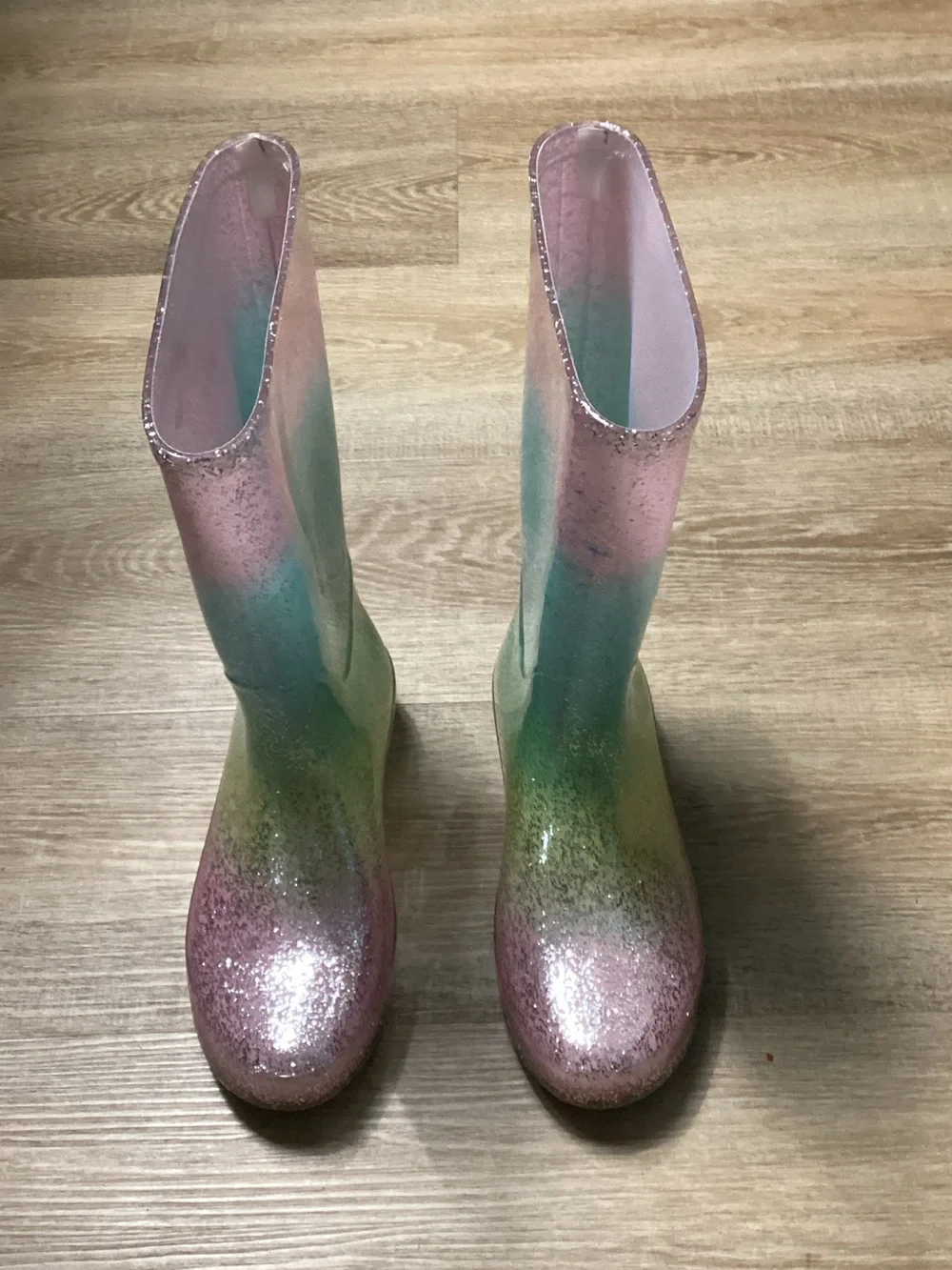Cat & Jack Kids Cece Glitter Rain Boots - Pink, Green, Blue Sz 4